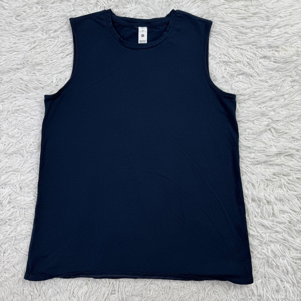Lululemon Shirt Womens Medium Blue Sleeveless Crew Neck T-Shirt Tank Top Stretch